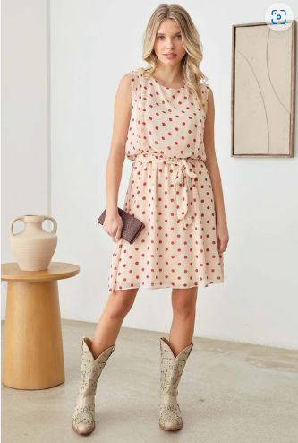 Polka Dot Print Midi Dress